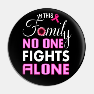 In This Family No One Fight Alone ,Pink Ribbon Design Pin