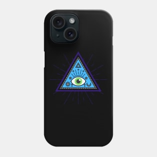 All Seeing eye - blue and grey with green eye Phone Case