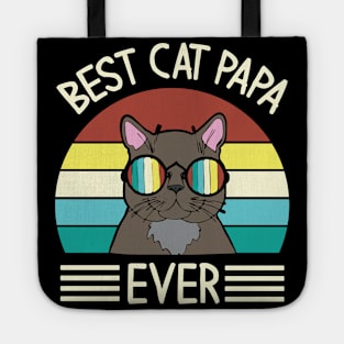 Vintage Cat Happy Father Day Best Cat Papa Ever Dad Grandpa Tote