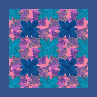 Flower Mandala Blue and Pink T-Shirt