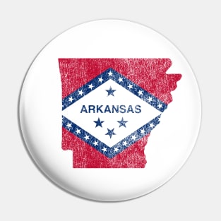 Arkansas Map and Flag distressed design Pin