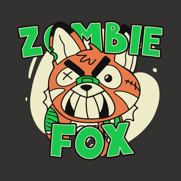 Cute Zombie Fox // Funny Halloween Zombie Animals by SLAG_Creative