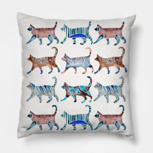 Blue Brown Cat Collection Pillow