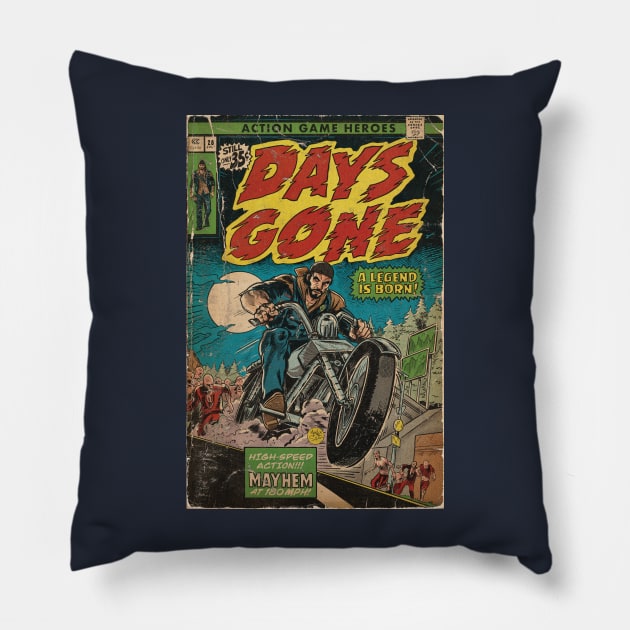 Mayhem at 180mph - Days Gone fan art comic cover Pillow by MarkScicluna