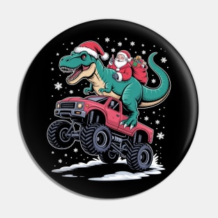 Christmas Monster Truck Dino Santa Pin