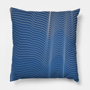 Blue Contour Waves Pillow