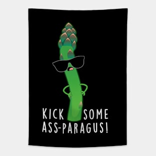 Kick Some Ass-paragus Cute Veggie Asparagus Pun Tapestry