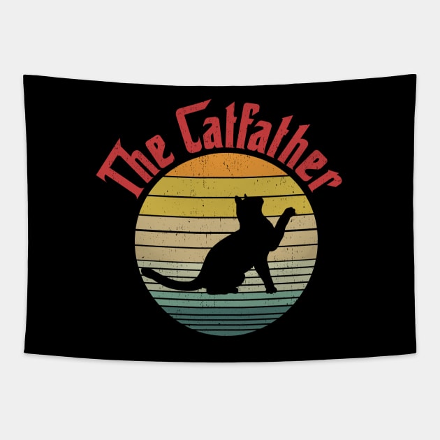 The CatFather - Funny Mafia Movie Parody. Cat Dad, Cat Father Gift Idea Tapestry by Zen Cosmos Official