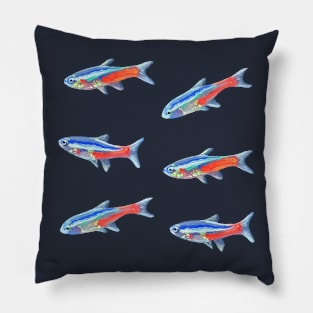 Neon tetra set Pillow