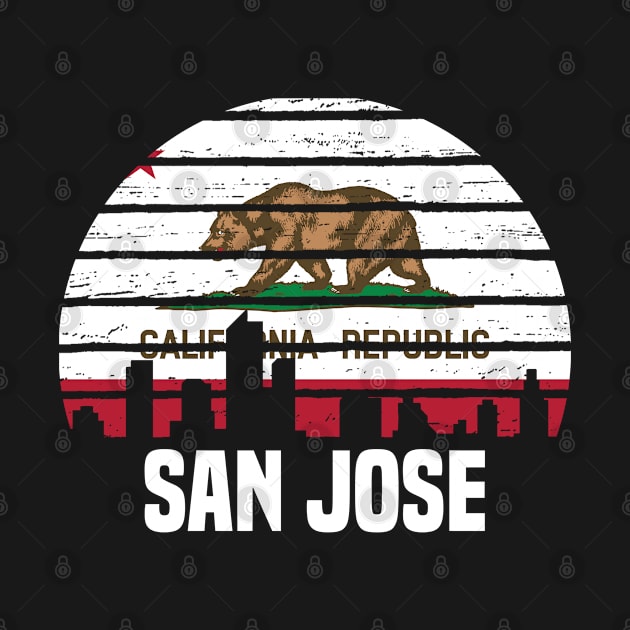 San Jose California CA Group City Silhouette Flag by jkshirts