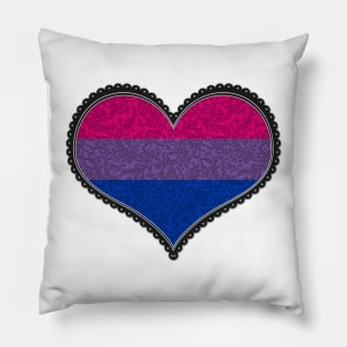 Elegant Bisexual Pride Decorative Heart in Pride Flag Colors Pillow