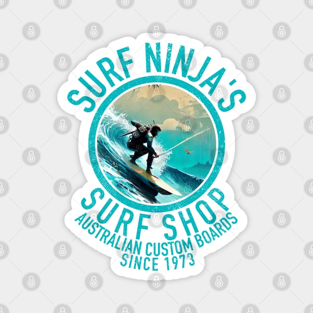 Surf Ninjas Australian Surf Shop Summer Beach Surfing Magnet by Tezatoons