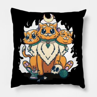 Kawaii Pastel Goth Cute Creepy 3 Headed Cat Pillow