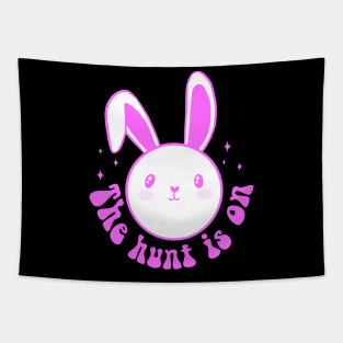 The hunt is on cute easter egg hunt design Tapestry