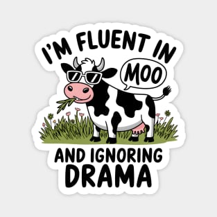 Moo and Ignore: Cow with Sunglasses Magnet
