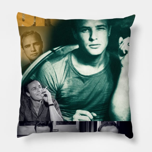 Marlon Brando Collage Portrait Pillow by Dez53