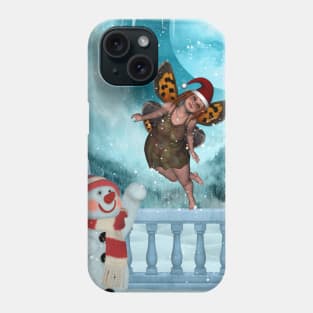 Cute fairy with snowman Phone Case