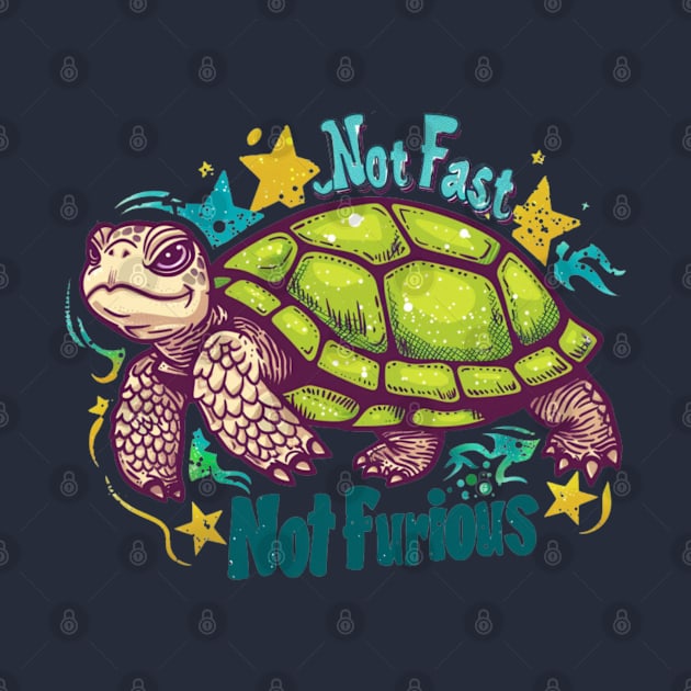 Not fast, Not Furious, turtle, watercolor, gift ideas by Pattyld