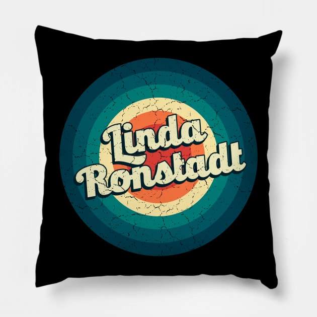 Graphic Linda Name Retro Vintage Circle Pillow by Mysterious Astral City