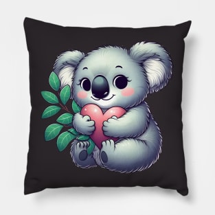 Koala Holding A Heart Pillow