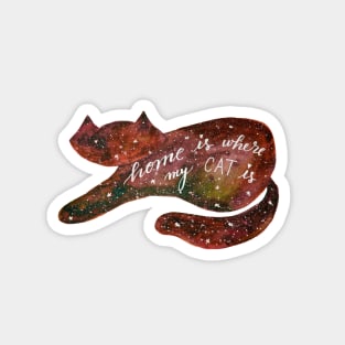 Watercolor galaxy cat - orange Magnet