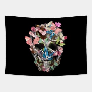 Sage Tribe Skull With Butterflies Tapestry