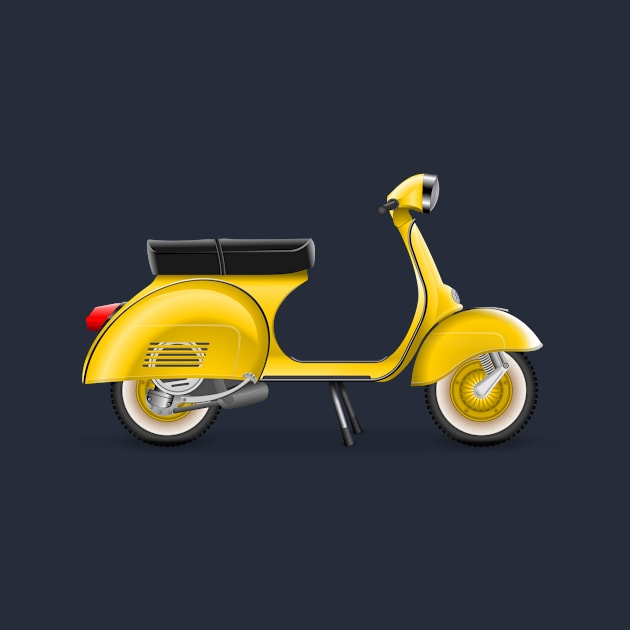 Classic motorcycle scooter in yellow by ojovago