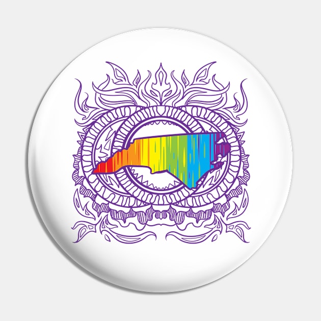 North Carolina Mandala Pride Pin by Manfish Inc.