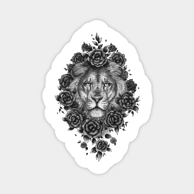 Lion in flowers Magnet by kodamorkovkart