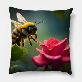 Lovely Bee on Rose Pillow