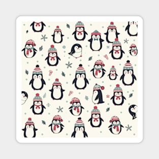 Christmas Penguin Pattern Magnet