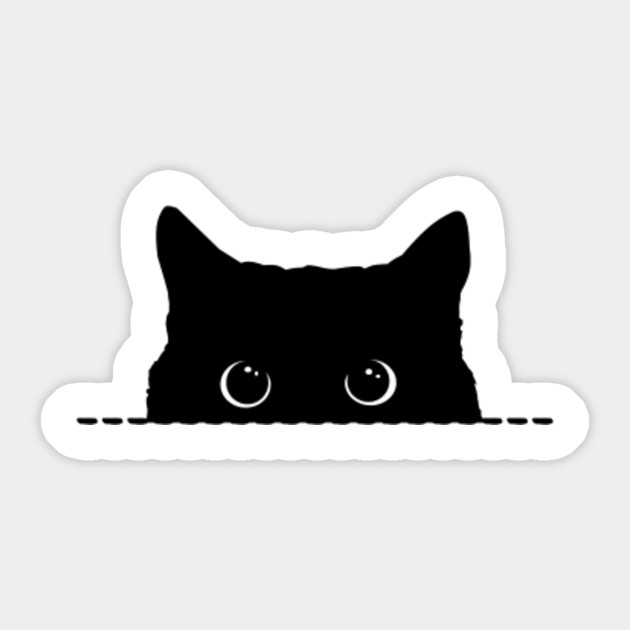 Black Cat Peeking Gift Black Cat Peeking Sticker Teepublic