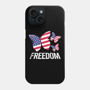 Butterflies Flying American Flag Freedom Phone Case