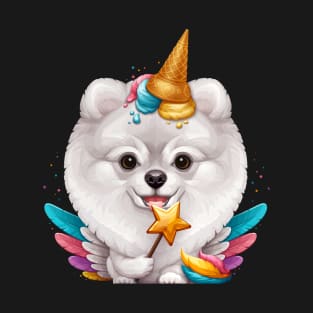 White Pomeranian Ice Cream Unicorn T-Shirt