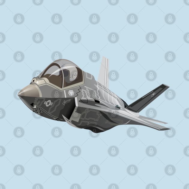 Cartoon Military Stealth Jet Fighter Plane by Mechanik