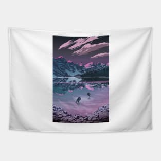 Scenic sunset hockey Tapestry