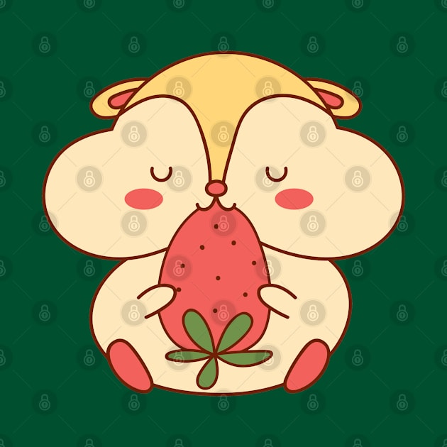 Cute hamster eating strawberry by Sticker deck