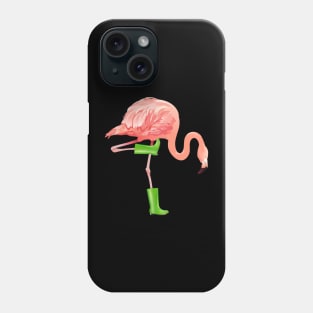 Pink flamingo wearing boots Phone Case