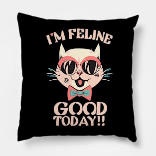 I'm Feline Good Today Funny Cat Design Pillow