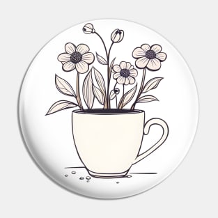 Cup of Coffee And Flowers Pin