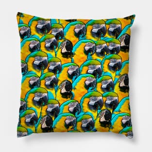 Funny Blue and Yellow Exotic Macaw Parrot Bird Pattern Pillow