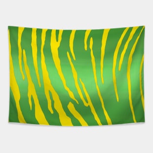 Metallic Tiger Stripes Green Yellow Tapestry