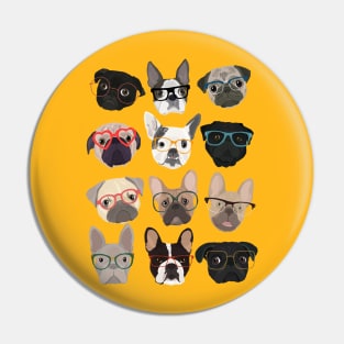Pugs in Glasses Pin