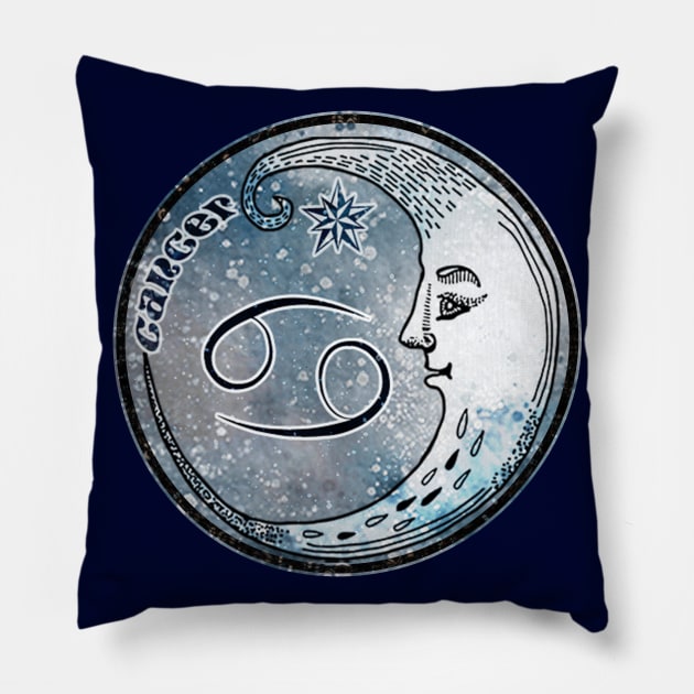 Cancer Moon Sign Astrology Zodiac Symbol Stars and Crescent Moon Pillow by graphicbombdesigns