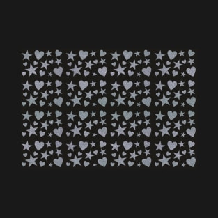 Naif glitter hearts and stars (black and silver) T-Shirt