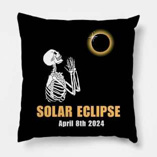 Solar Eclipse Skeleton April 8th 2024 Pillow