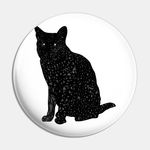 Black Square Cat with Triangles Pin by 00Daniel23