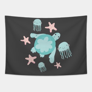 Cute Sea Creatures Tapestry