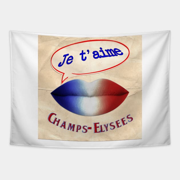 FRENCH KISS JETAIME CHAMPS-ELYSEES Tapestry by ShamSahid