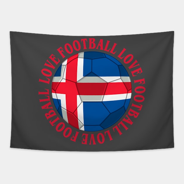 ICELAND- Icelandic Cross Football Soccer Icon Tapestry by IceTees